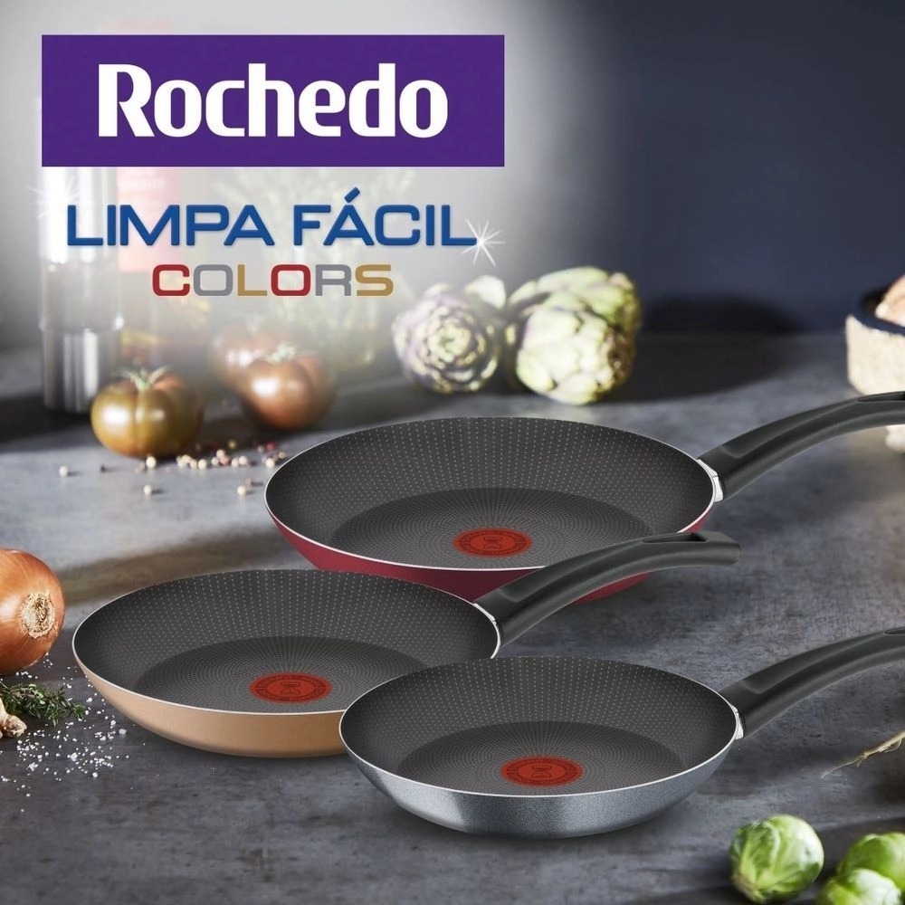 Kit de Frigideiras Antiaderente Rochedo Limpa Fácil Colors 3 Peças