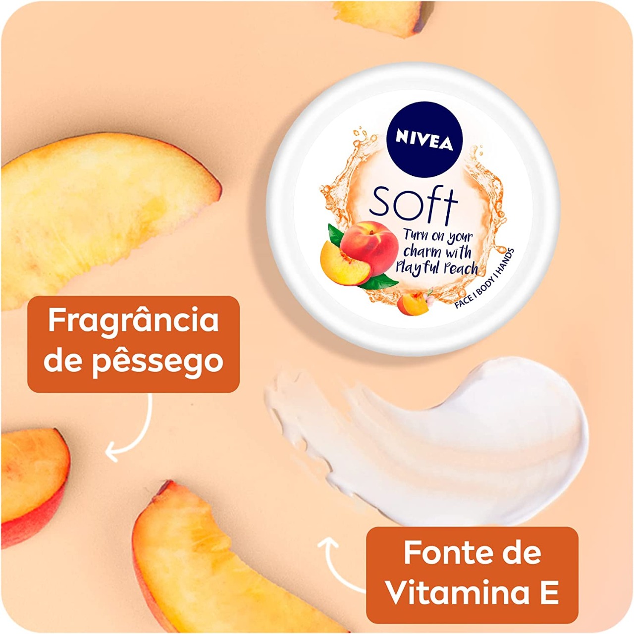 Nivea Soft Creme Hidratante Edição Limitada Pêssego 97G, Nivea