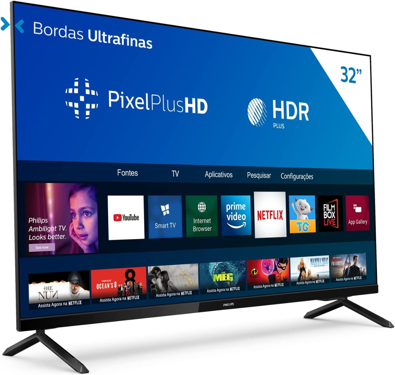 PHILIPS Smart TV 32PHG6825/78-32″ HD sem bordas, HDR Plus, 3 HDMI, 2 USB,