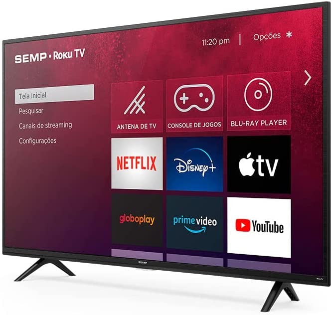 Roku TV LED 43” SEMP R5500 FHD Wifi dual band, 3 HDMI, 1 USB, com controle por aplicativo