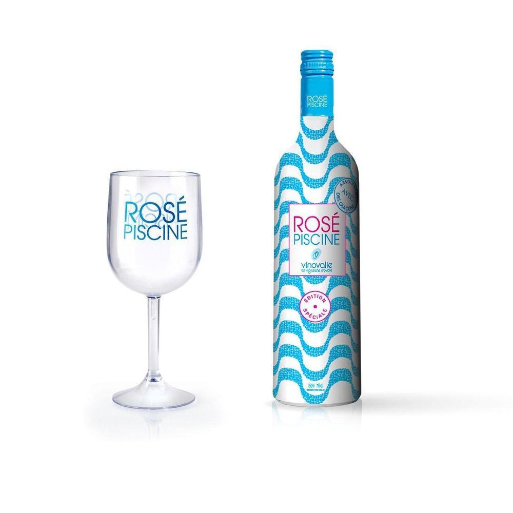 Kit Vinho Rosé Piscine Copacabana 750Ml Com Taça