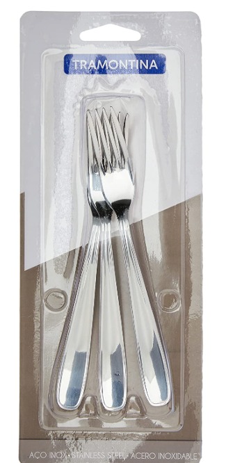 Conjunto De Garfos Para Sobremesa Aço Inox 3 Pç Tramontina Inox