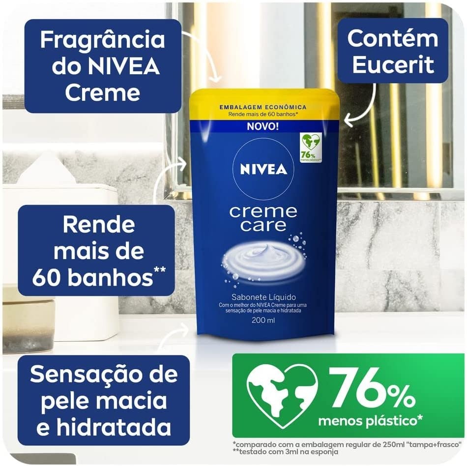 NIVEA Sabonete Líquido Refil Creme Care 200ml