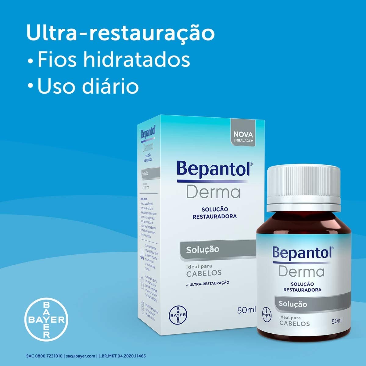 Bepantol Derma Solução Hidratante para Cabelos 50ml, Bepantol