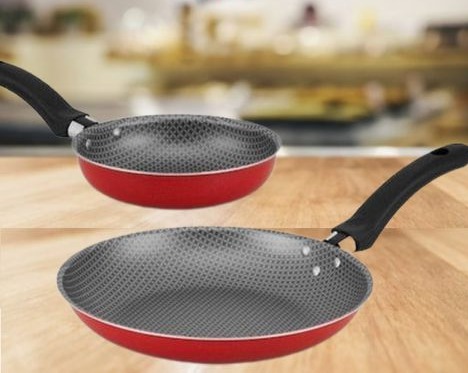 Conjunto de Frigideira Francesa e Frigideira para Ovo Enjoy em Alumínio com Revestimento Antiaderente Vermelho – 2 Peças