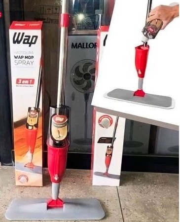 WAP Vassoura MOP Spray com Reservatório 460 ml Multiuso 3 em 1 Borrifa Limpa e Seca com Pano Microfibra Refil