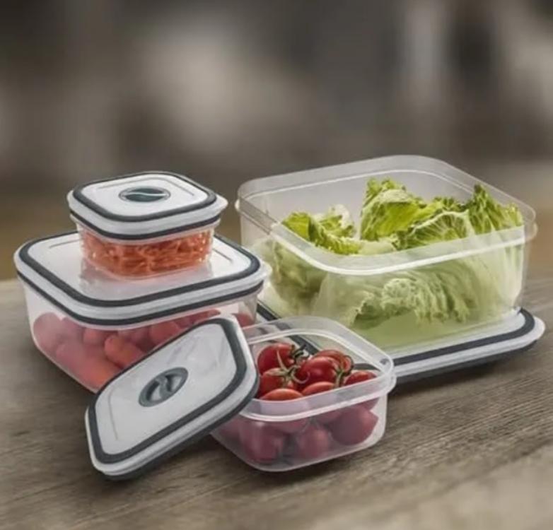 Kit Potes de Plástico Hermético, Redondo, 4 unidades, Electrolux, Transparente/Branco