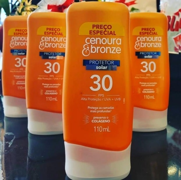 Protetor Solar FPS 30 Cenoura e Bronze 110ml E, Cenoura e Bronze