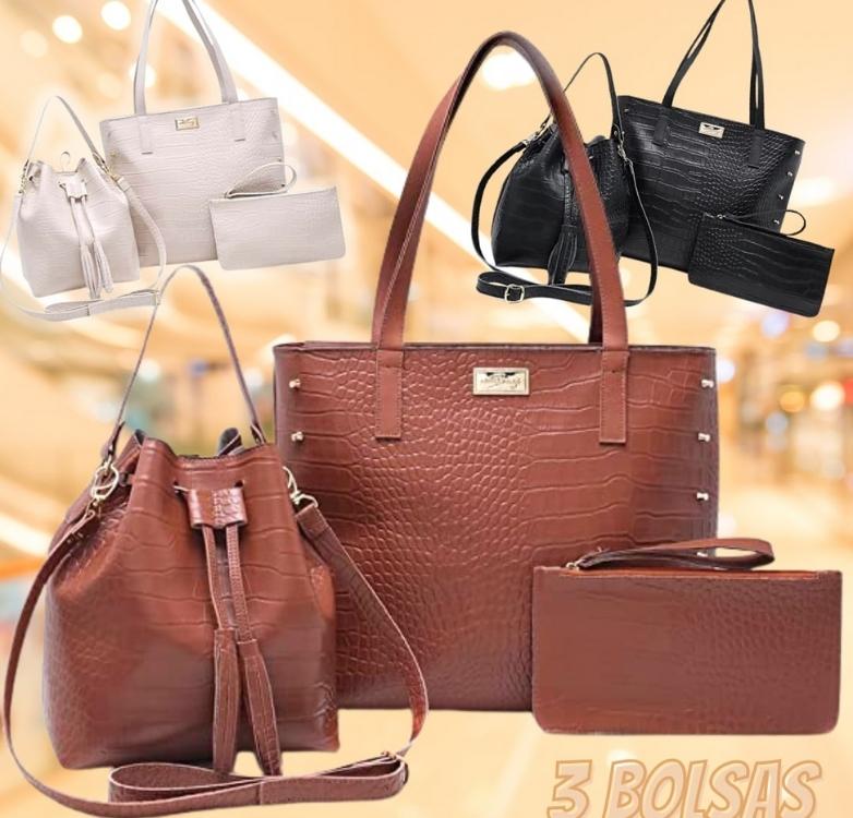 Kit 3 Bolsas Sacolas Femininas