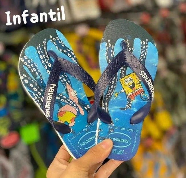 Chinelo Top Spongebob, Havaianas, Criança Unissex