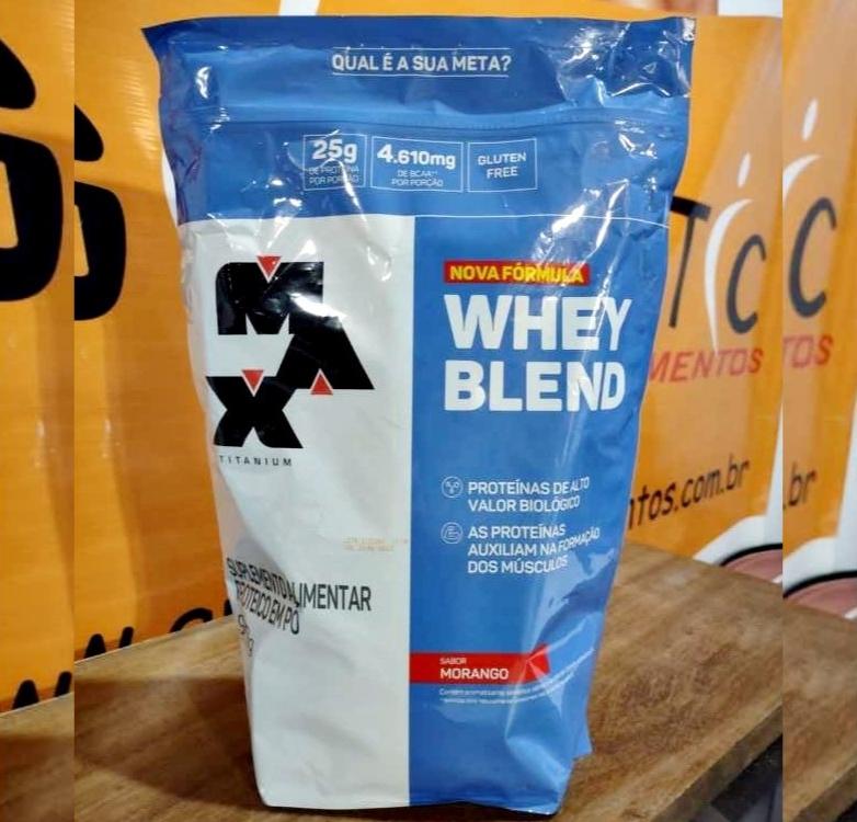 Whey Blend 900g Morango, Max Titanium