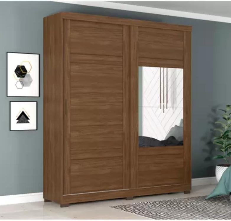 Guarda-roupa Casal com Espelho 2 Portas de Correr – 3 Gavetas Henn Zambezy
