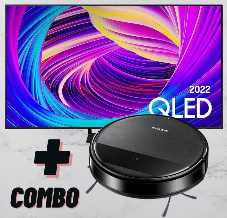 Kit Samsung Smart TV 70 qled 4K 70Q65B 2022 E Robô Aspirador 2 em 1 Samsung VR5000RM