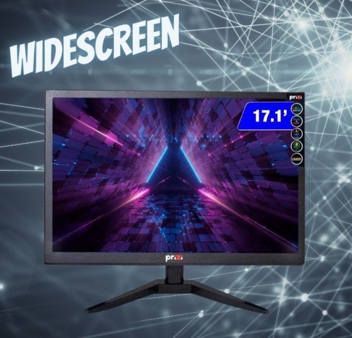 Monitor Led 17.1″ Prizi Slim Widescreen 16:9, 5Ms. 60Hz Preto – PZ0017MHDMI