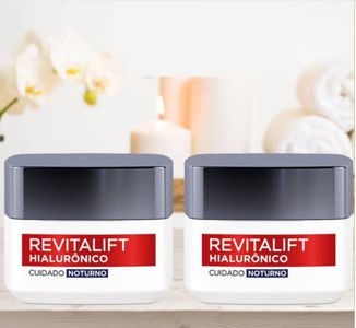 Kit Creme Facial Anti-idade L’Oréal Paris Revitalift Hialurônico Noturno + Diurno FPS 20, 49g