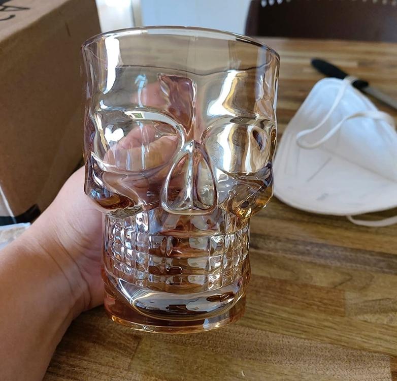 Caneca de Vidro Caveira Rock Style Lyor Transparente, 510 ml