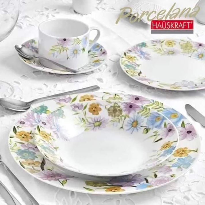 Aparelho de Jantar Chá 20 Peças Hauskraft – Porcelana Branco Redondo Laura