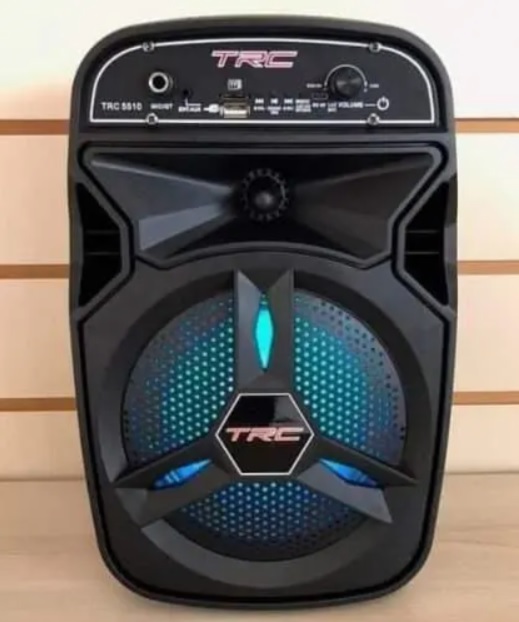Caixa de Som Amplificada Portátil TRC 5510 com Bluetooth, Entrada USB, Iluminação em Led e TWS – 100W RMS