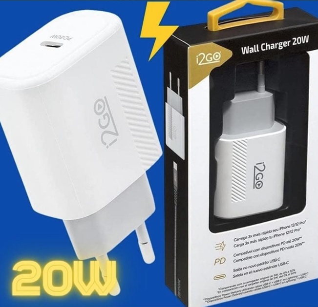 Carregador De Parede Ultra Rápido 20W Com 1 Saída USB-C Power Delivery I2GO – I2GO PRO Branco