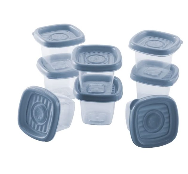 Plasútil Conjunto de Potes Quadrados Pop com 8 Unidades, Azul