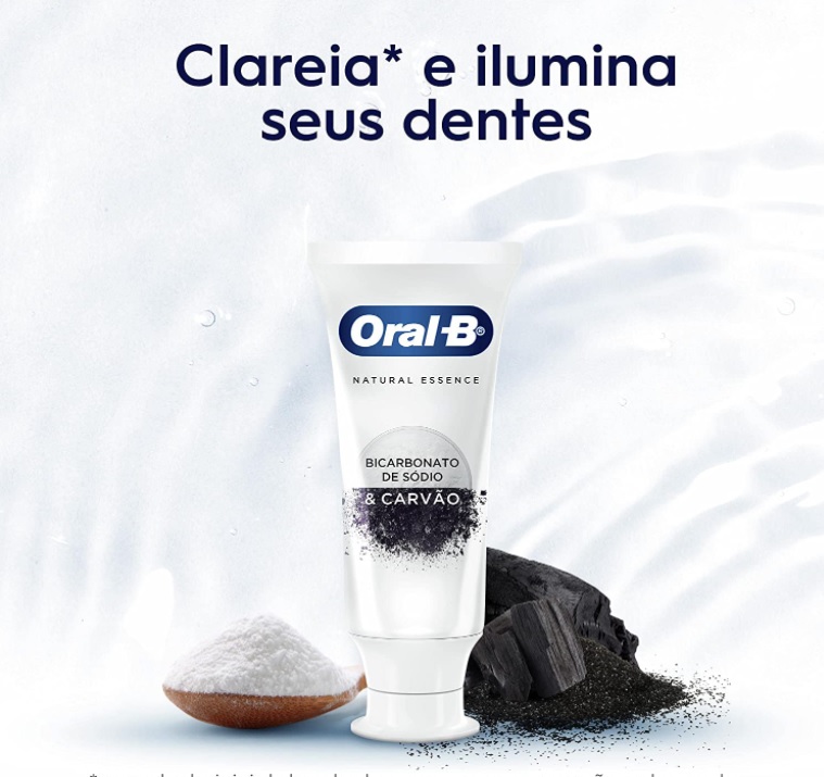 Creme Dental Oral-B Natural Essence Bicarbonato De Sódio e Carvão 90g