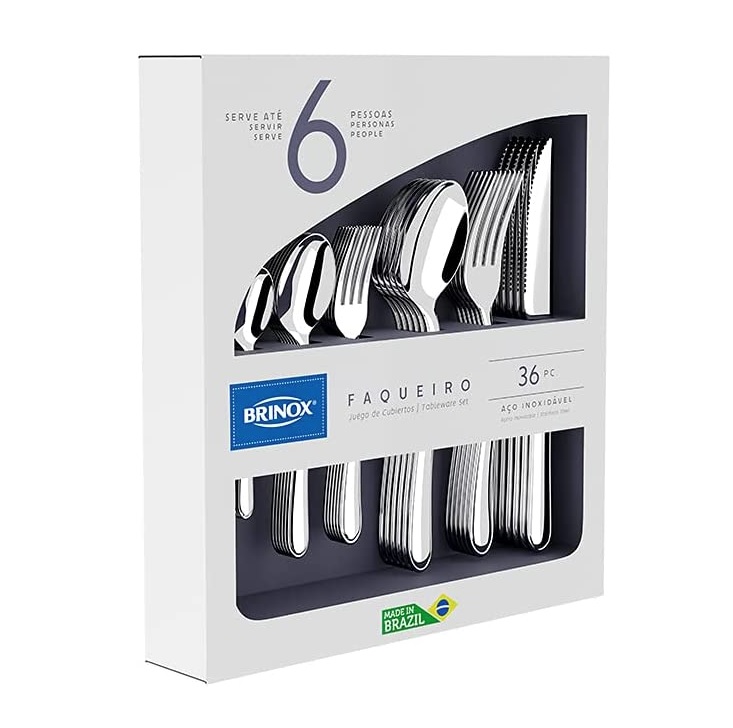 Faqueiro Lyon, 36 peças, Aço Inox, Brinox