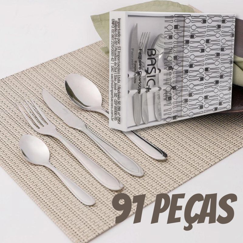 Faqueiro aço inox Charlotte 91 peças – Basic+