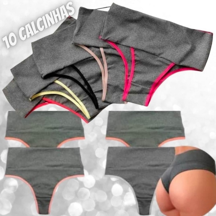 Kit 10 Calcinha Fitness Cós Alto Compressão Para Barriga Para Revenda