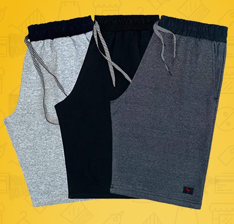 Kit 3 Bermudas Moletom Masculina