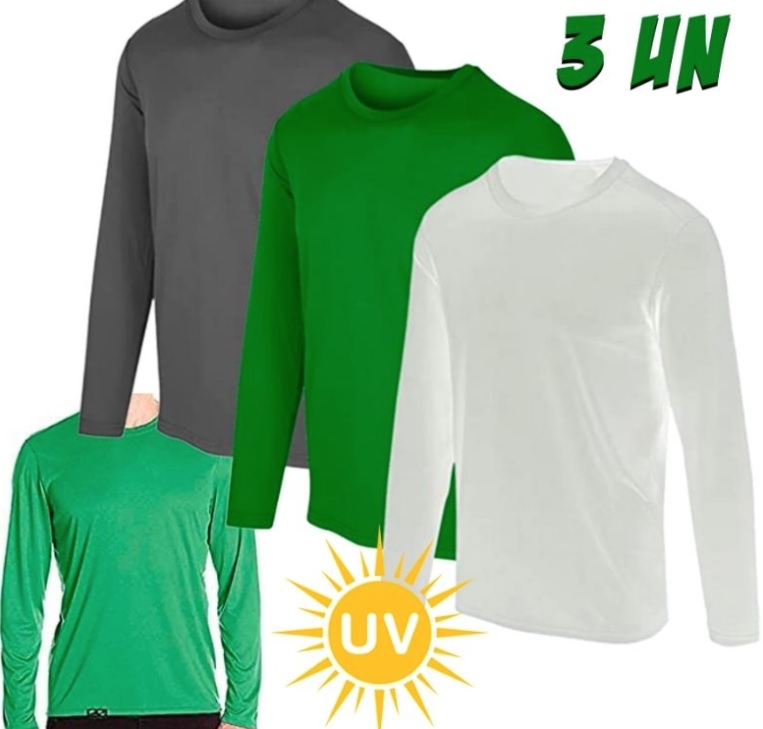 Kit com 3 Camisetas Proteção Solar Uv 50 Ice Tecido Gelado – Slim Fitness