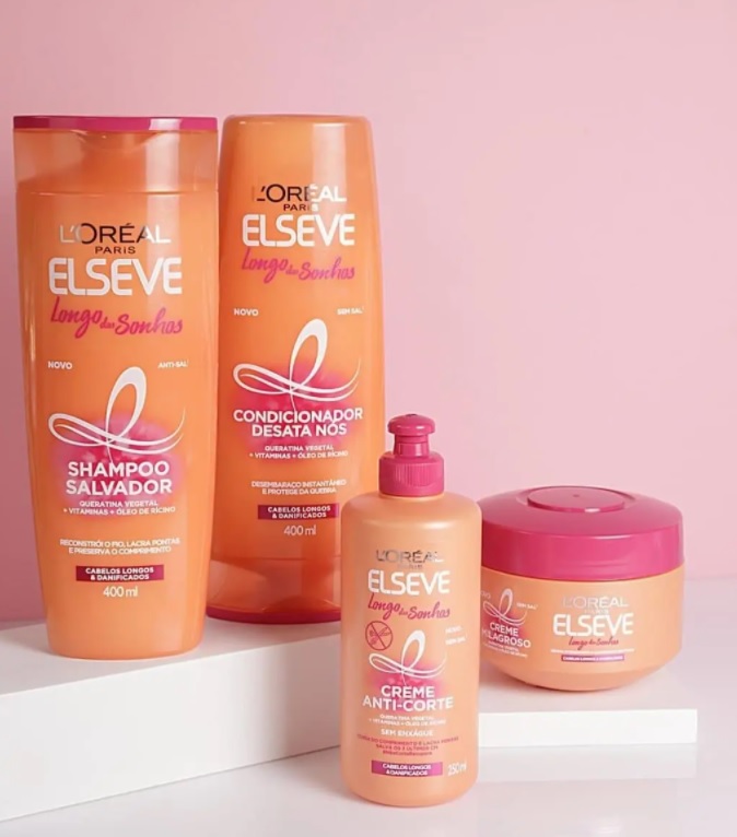 Kit L’Oréal Paris Elseve Longo dos Sonhos – Shampoo + Condicionador + Tratamento + Creme de Pentear
