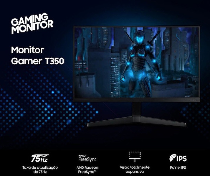 Monitor Gamer Samsung 22' IPS, 75 Hz, Full HD, FreeSync, HDMI/VGA, VESA ...
