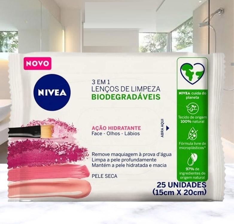 NIVEA Lenços de Limpeza Facial Demaquilantes 3 em 1 Hidratante 25 un