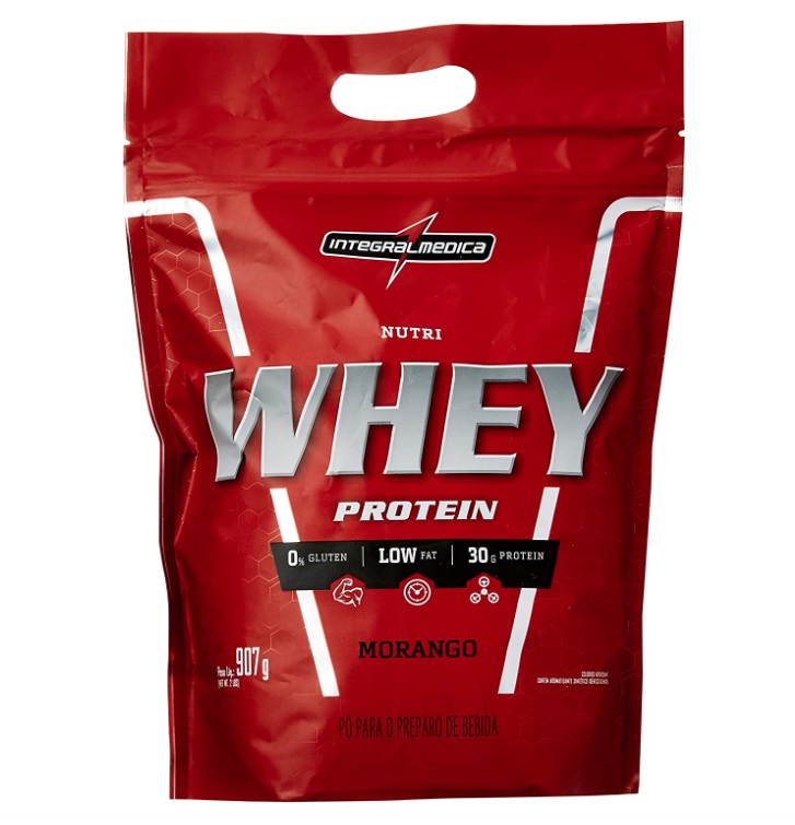 Nutriwhey Morango Pouch 907G, Integralmedica