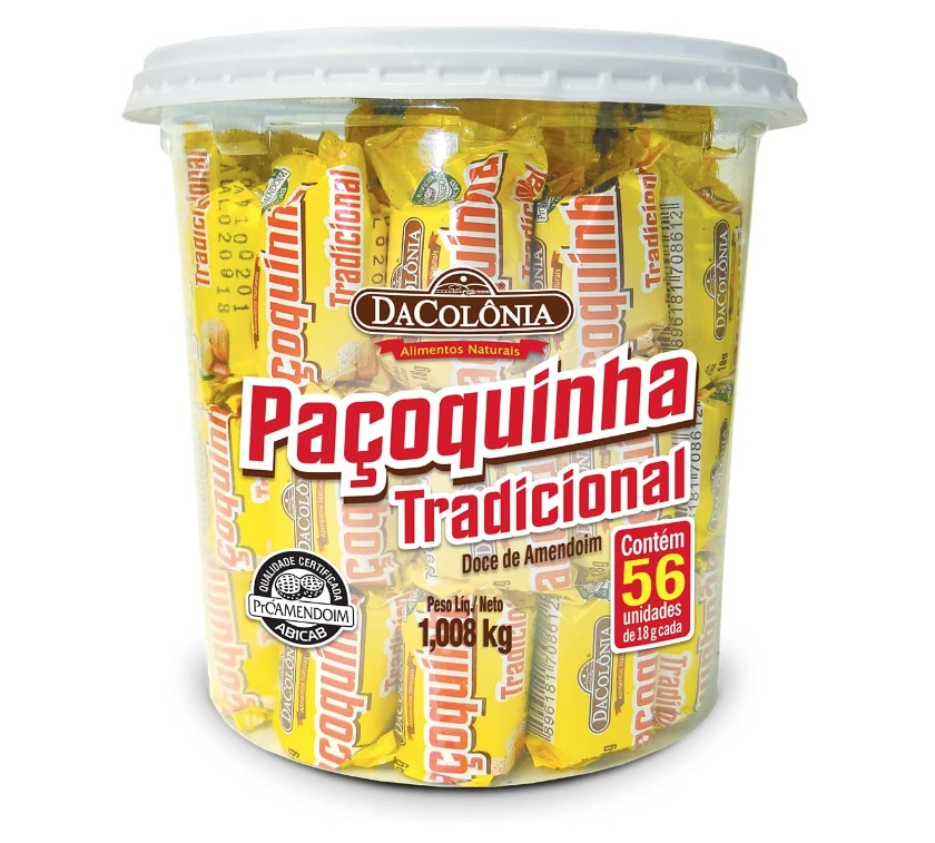 Paçoca Rolha Tradicional Pote C/56 Un Dacolonia