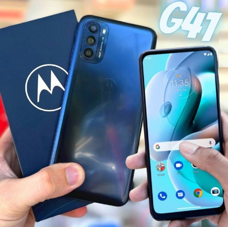 Smartphone Motorola Moto G41 128GB 4GB RAM Câmera Tripla 48 MP OIS + 8MP + 2MP Frontal 13MP Azul