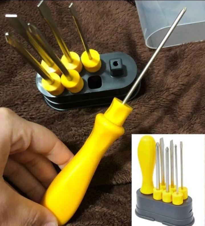 Tramontina 41110506 Jogo de Chaves de Fenda com Pontas Intercambiáveis, Conjunto de 6 Peças, Amarelo