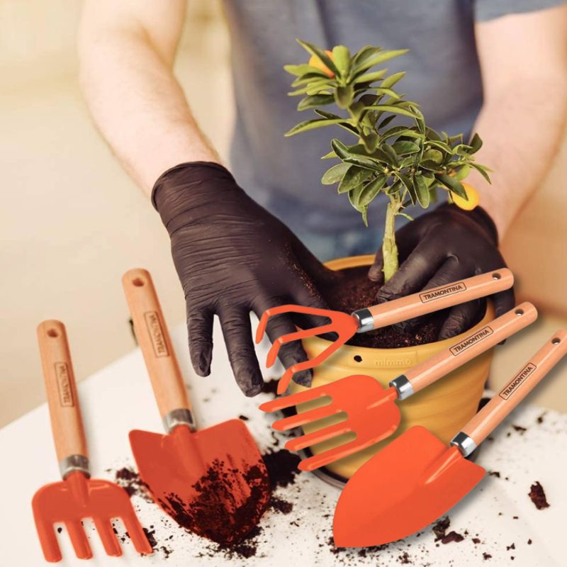 Tramontina Conjunto Para Jardim 3 Peças, Cabos De Madeira, Embalagem Plástica