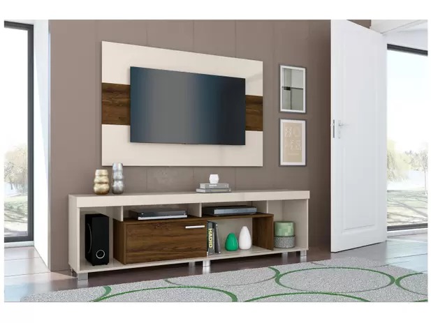 Rack para TV até 65” com Painel até 50” – 1 Porta de Correr Madetec Tomaz