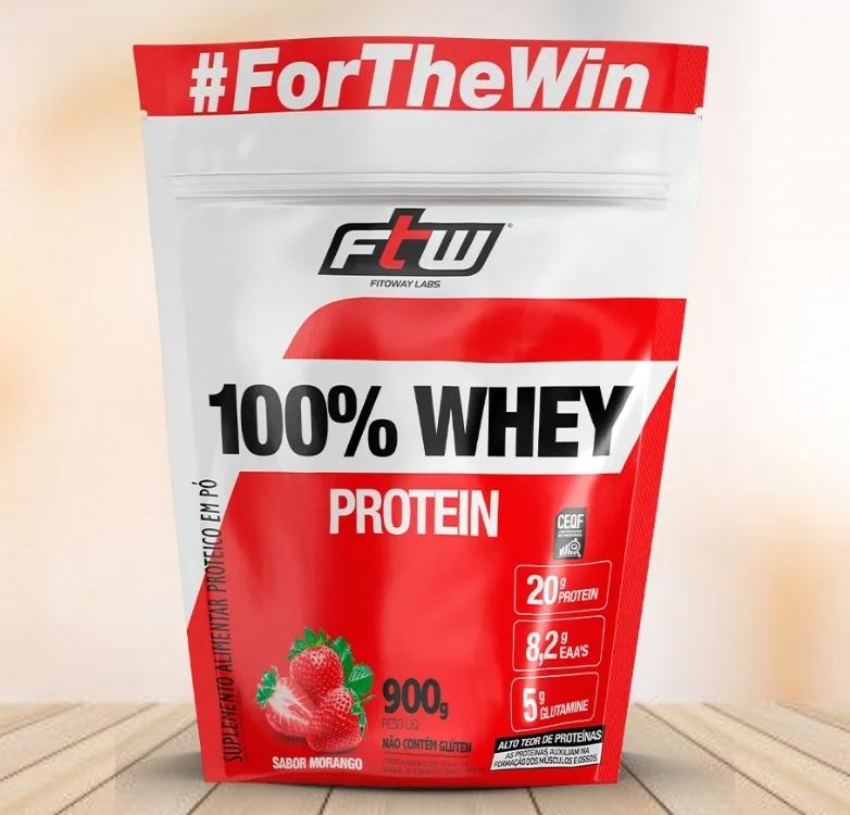 Fitoway FTW 100% WHEY REFIL 900g – SABOR MORANGO, Multicolorido