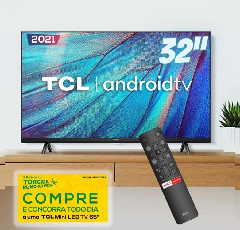 Smart TV Android Led 32″ Tcl S615 Hd Hdr Controle Remoto com Comando de Voz Google Assistant