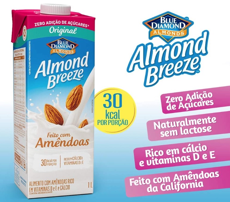 Piracanjuba Almond Breeze – Alimento com Amêndoas Zero Açúcar, Rico em Vitamina E e D e Cálcio, 1l