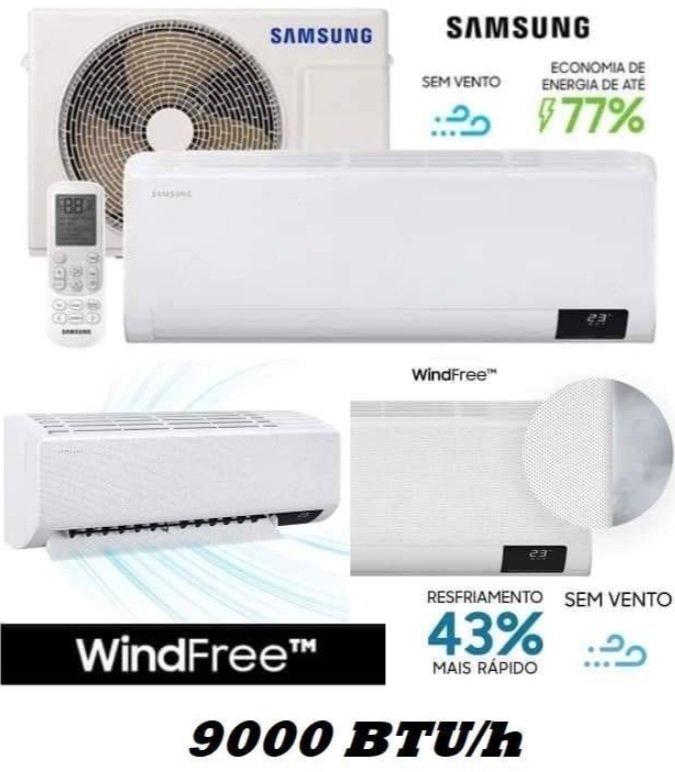 Ar Condicionado Split Hi Wall Inverter Samsung WindFree Sem Vento 12000 BTU/h Frio AR12AVHABWKNAZ 220 Volts