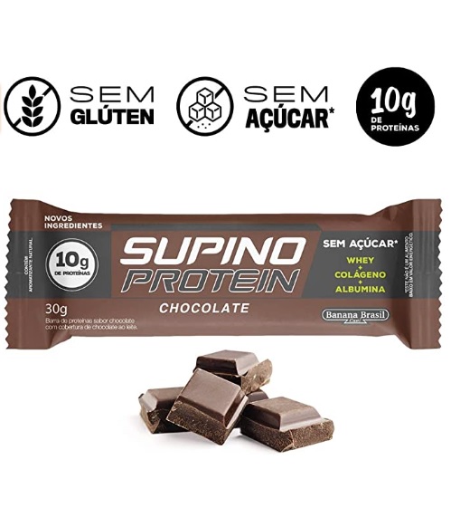 Barra de Proteínas Chocolate Banana Brasil com 3 Unidades de 30g