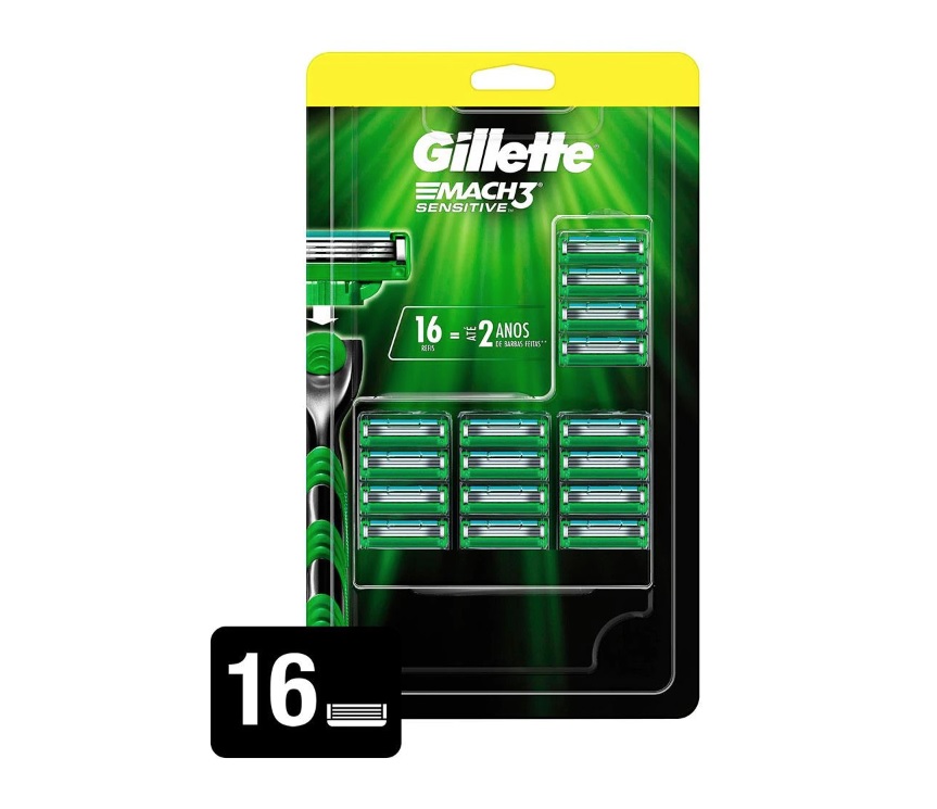 Carga para Aparelho de Barbear Gillette Mach3 Sensitive – 16 unidades