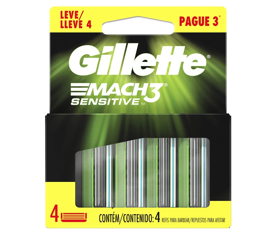 Carga para Aparelho de Barbear Gillette Mach3 Sensitive 4 Unidades