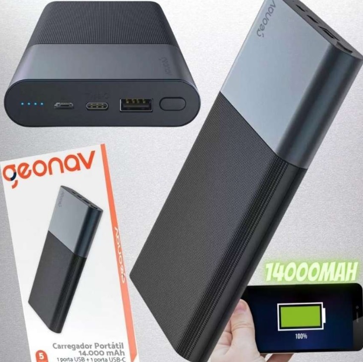 Carregador Portátil/Power Bank Geonav 14000mAh – PB14KAL