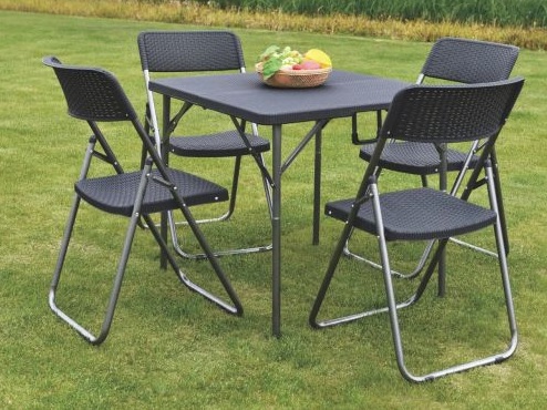 Conjunto de Mesa para Área Externa Tubo de Aço – Dobrável com 4 Cadeiras CJM-PT1 Otello