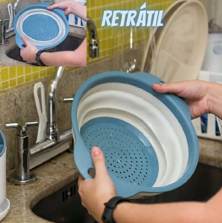 Escorredor de Alimentos Multiuso de Silicone Retrátil – Oikos