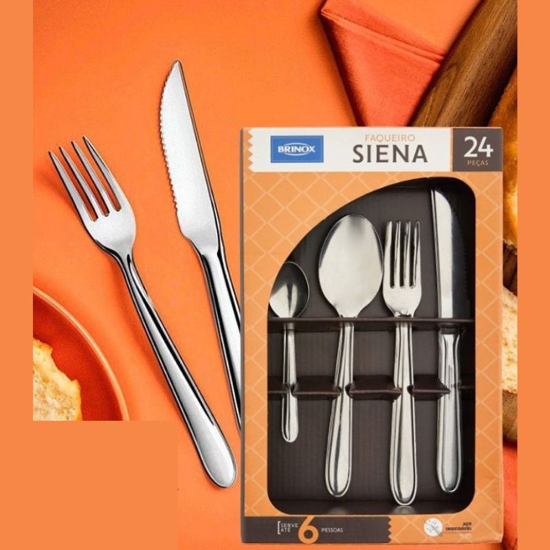 Faqueiro Brinox Siena em Aço Inox – 24 Peças